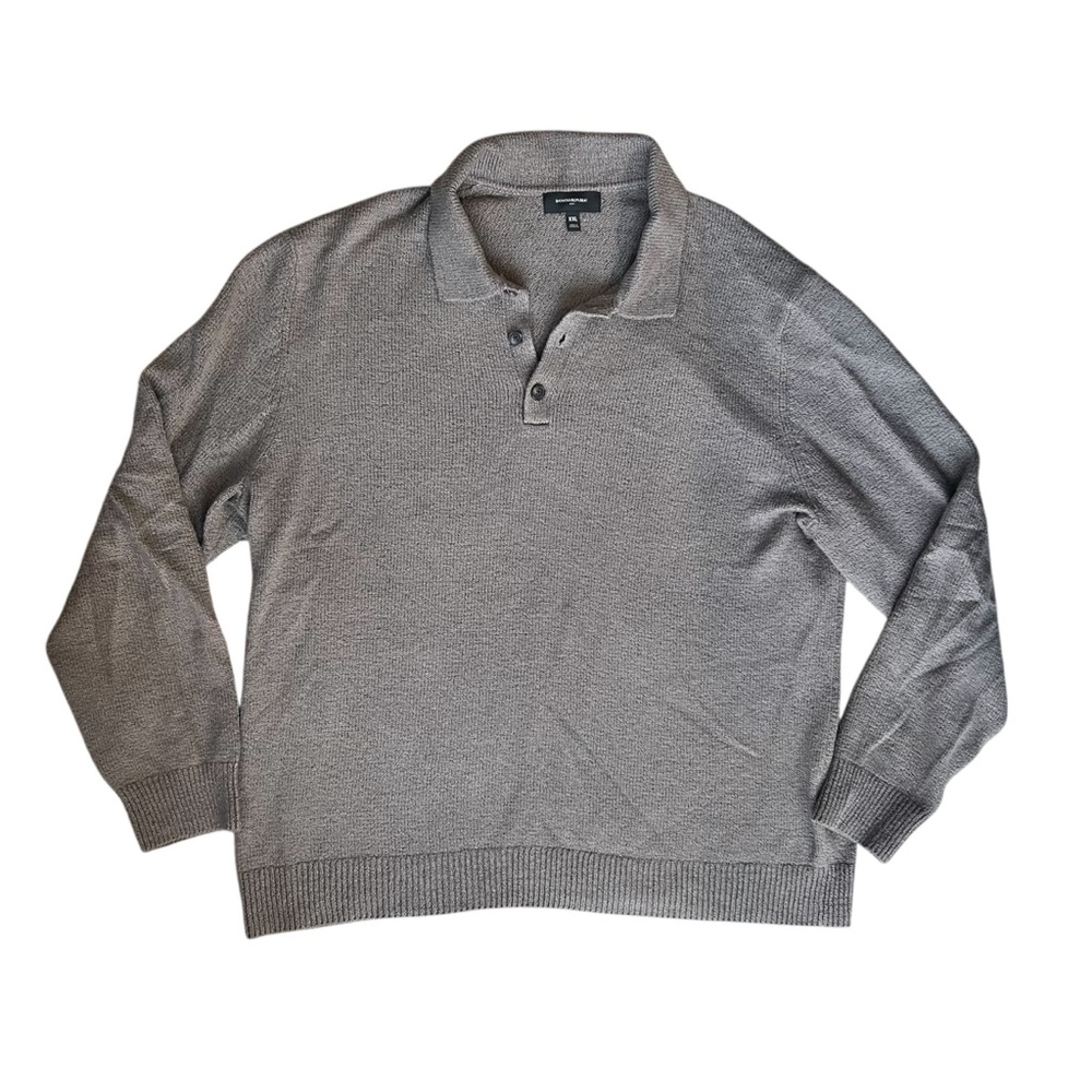 Banana Republic Henley Polo Knit Sweater Taupe Mens XXL